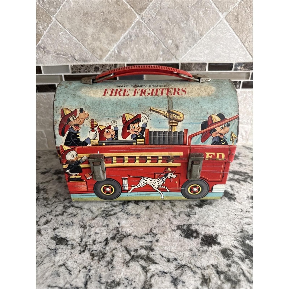 VTG Rare 1969 Walt Disney Aladdin Firefighters Metal Lunch Pail No Thermos